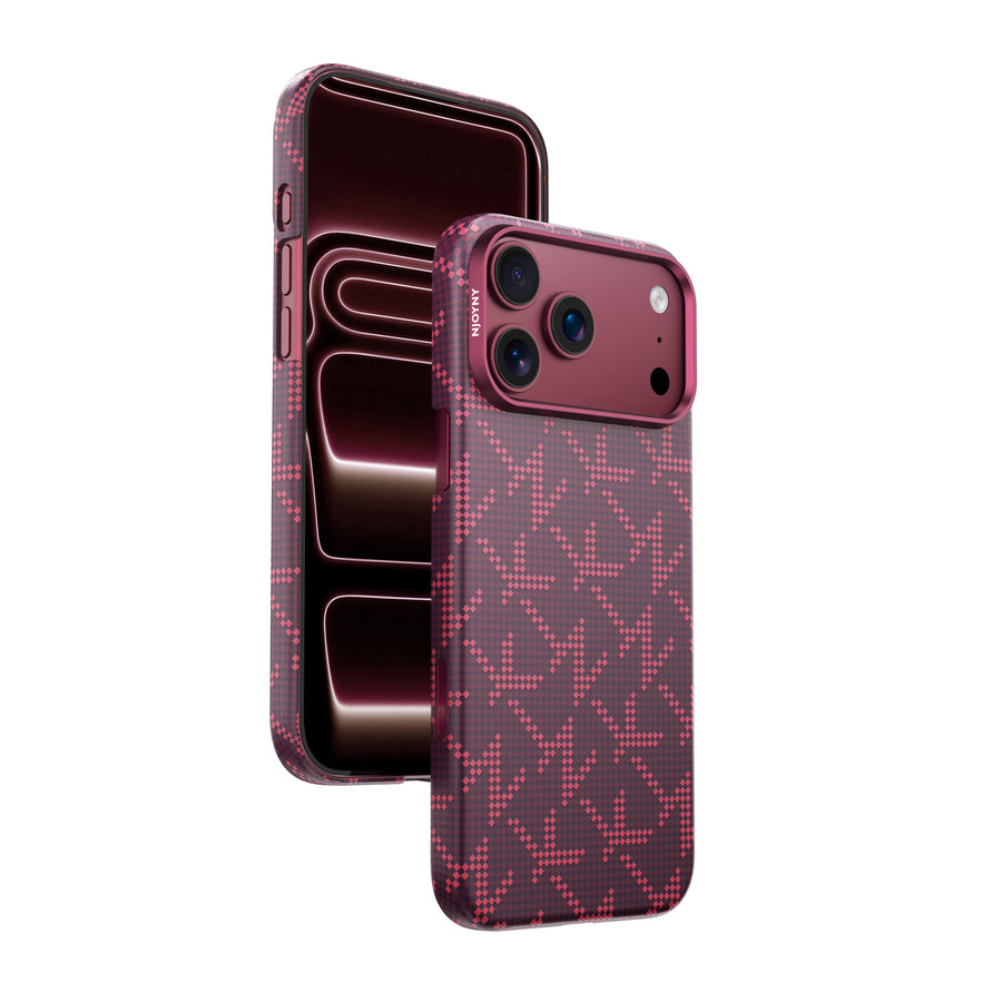 Njoyny AI Kevlar NY iPhone 18 Pro Max MagSafe Kılıf - Bordo