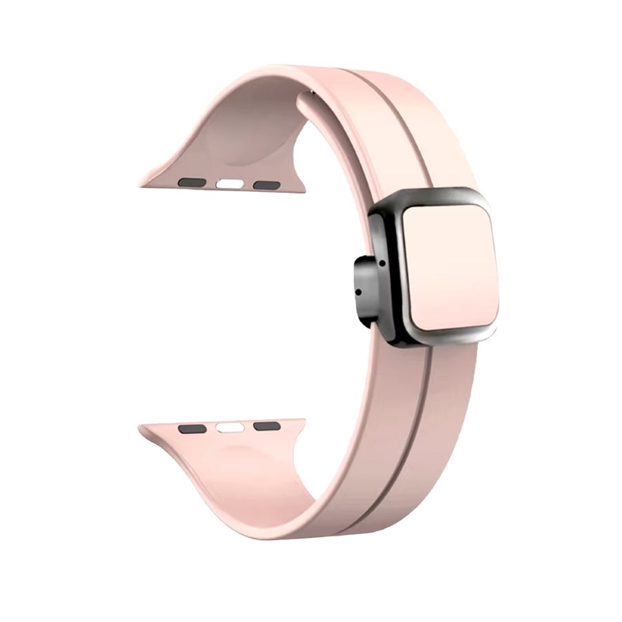 Piili Apple Watch 38-40-41-42 mm Silicone Band Kayış Pembe - Siyah