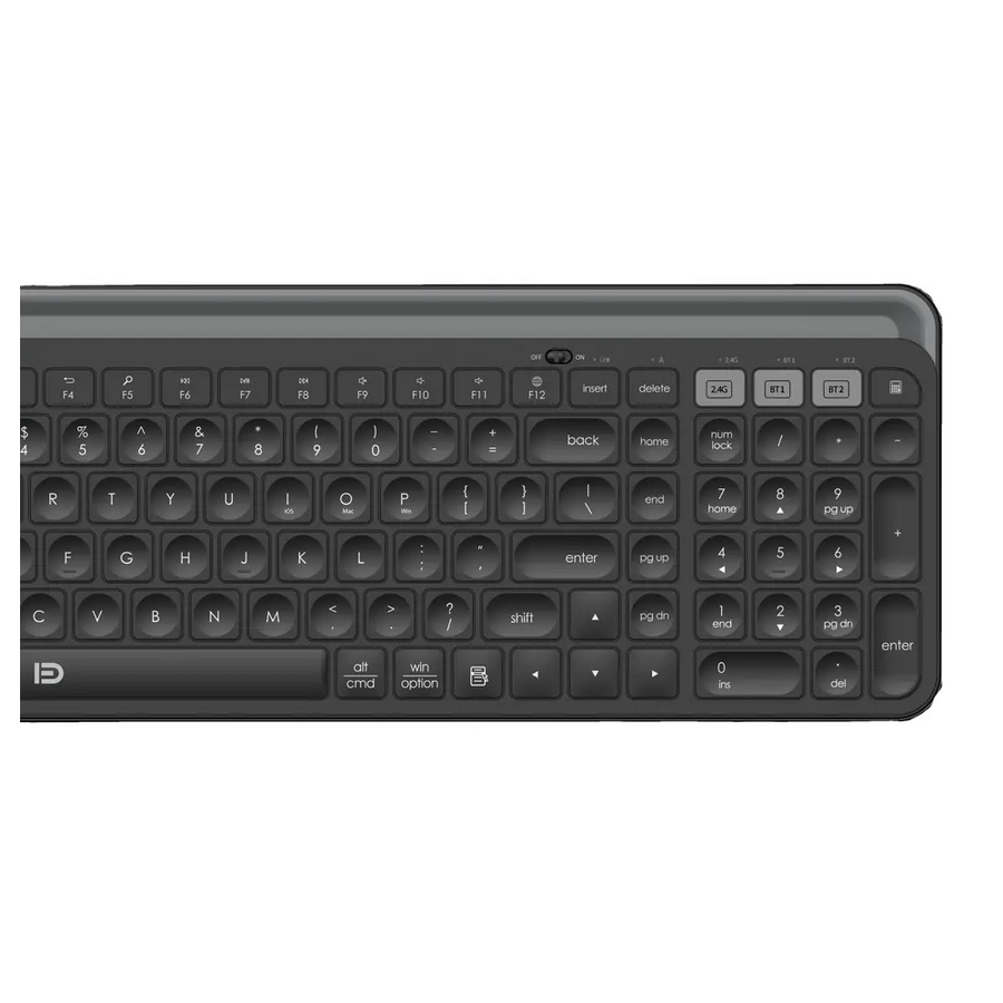 FD K912T Tablet/Telefon Standlı Sessiz 2.4 GHz + Bluetooth Çift Bağlantılı Kablosuz Klavye - Siyah