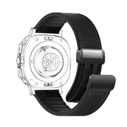 Piili Apple Watch 42-44-45-46-49 mm Vintage Leather Kayış - Siyah