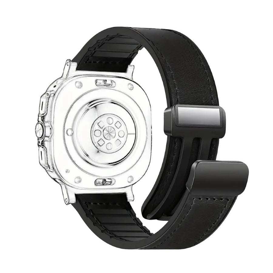 Piili Apple Watch 42-44-45-46-49 mm Vintage Leather Kayış - Siyah