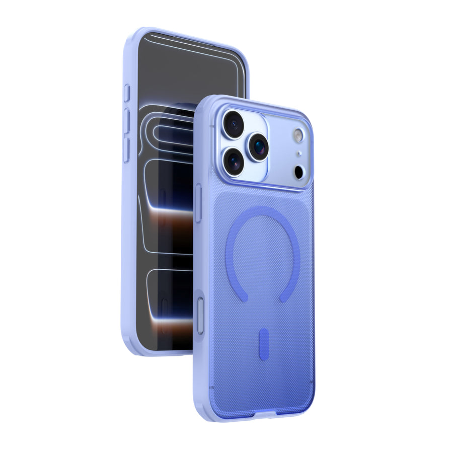 Njoyny Frosted iPhone 18 Pro Max MagSafe Kılıf - Buzul Mavi