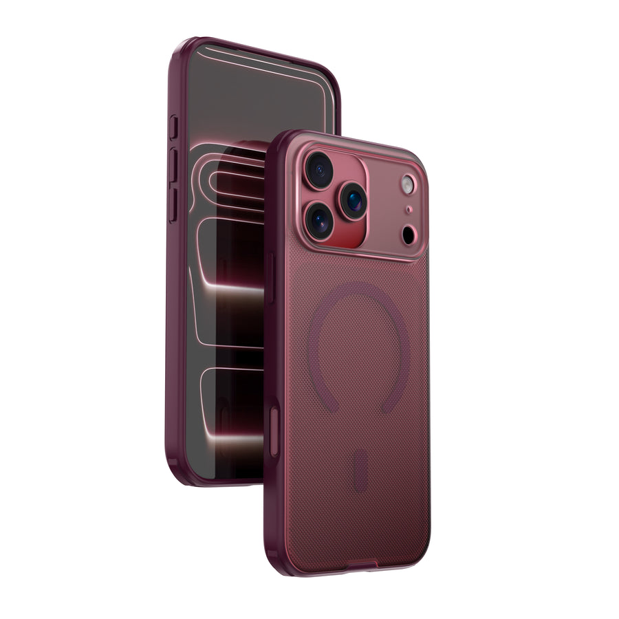 Njoyny Frosted iPhone 18 Pro Max MagSafe Kılıf - Bordo