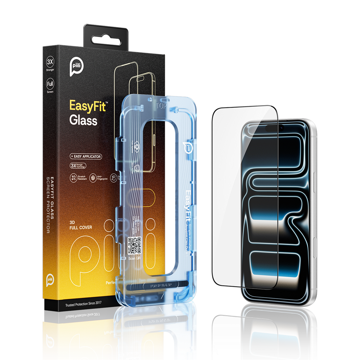 Piili ClearGlass SnapFit iPhone 16 / 15 / 14 Pro Ekran Koruyucu