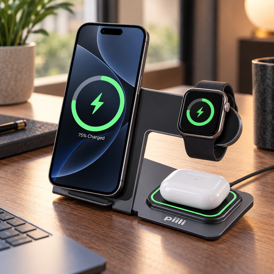 Piili Alüminyum Magsafe Siyah Şarj İstasyonu
