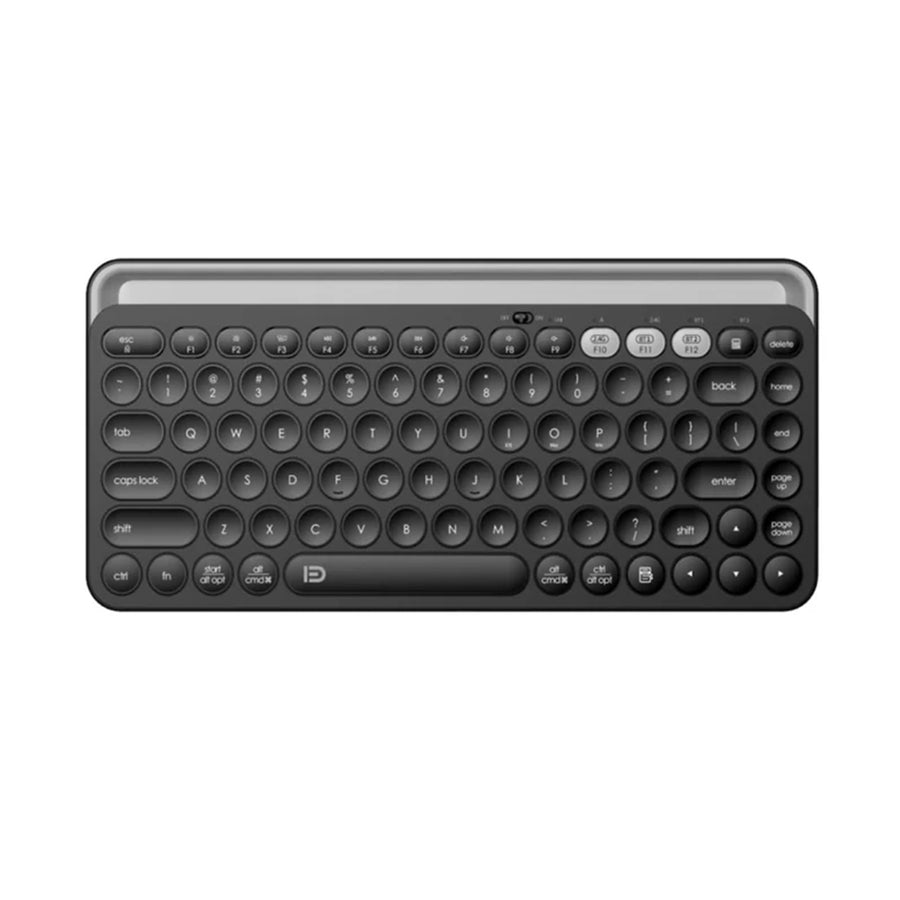 FD K931T Yuvarlak Tuş Tasarımlı 2.4 GHz + Bluetooth Çift Bağlantılı Kablosuz Klavye - Siyah