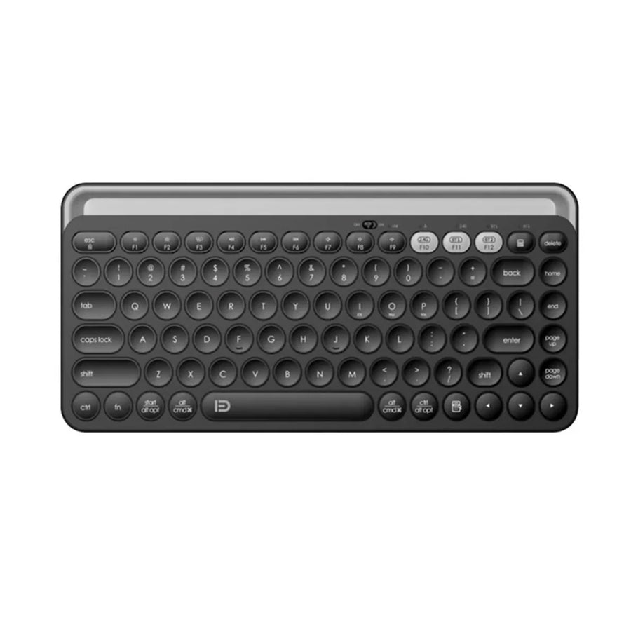 FD K931T Yuvarlak Tuş Tasarımlı 2.4 GHz + Bluetooth Çift Bağlantılı Kablosuz Klavye - Siyah