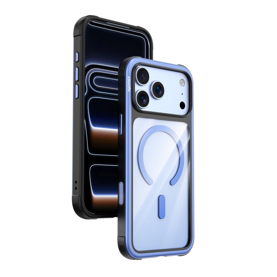 Njoyny Steel Armor iPhone 18 Pro Max MagSafe Kılıf - Buzul Mavi