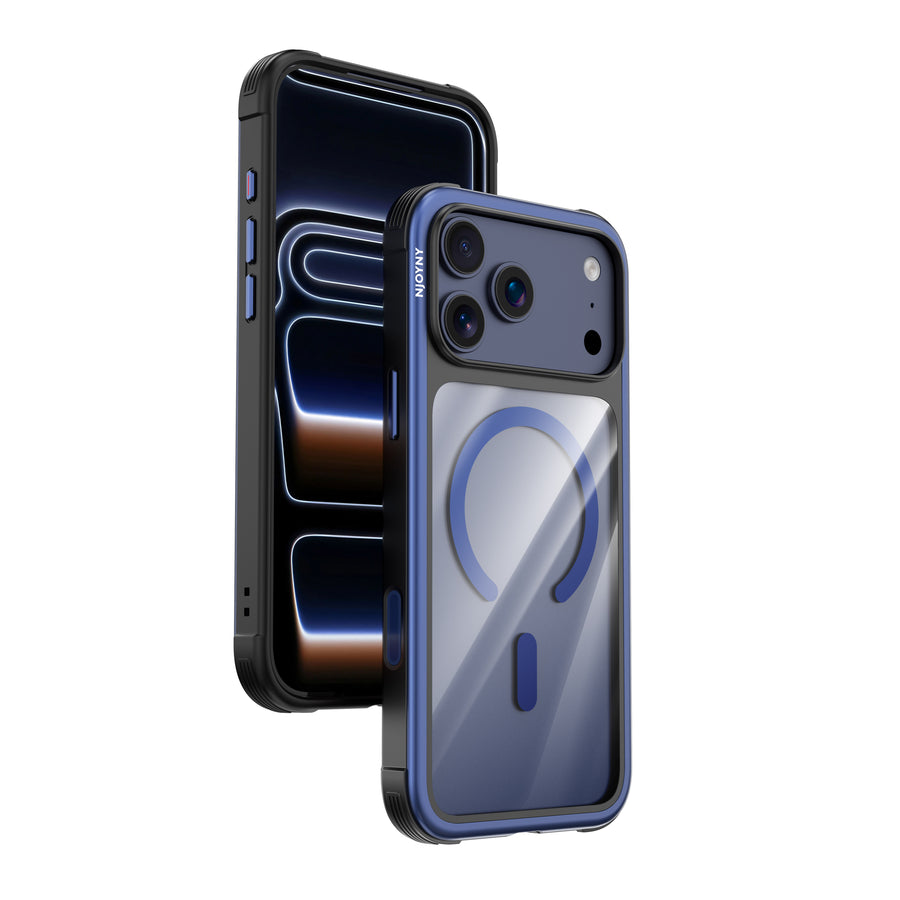 Njoyny Steel Armor iPhone 18 Pro Max MagSafe Kılıf - Mavi