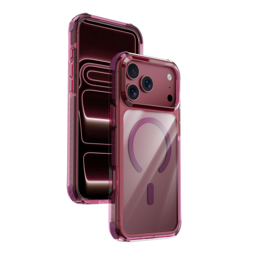 Njoyny Combat Triple-Layered iPhone 18 Pro MagSafe Kılıf - Bordo