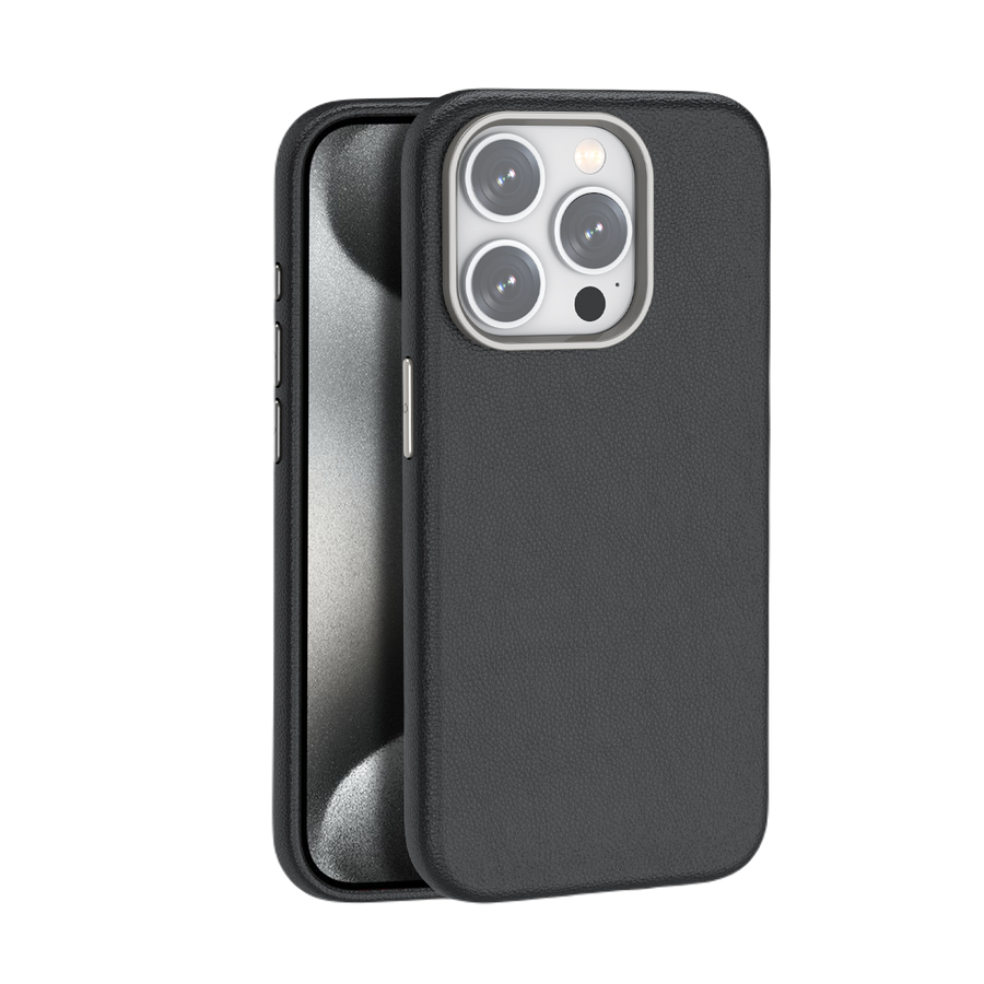 Piili iPhone 15 Leather MagSafe Kılıf - Siyah