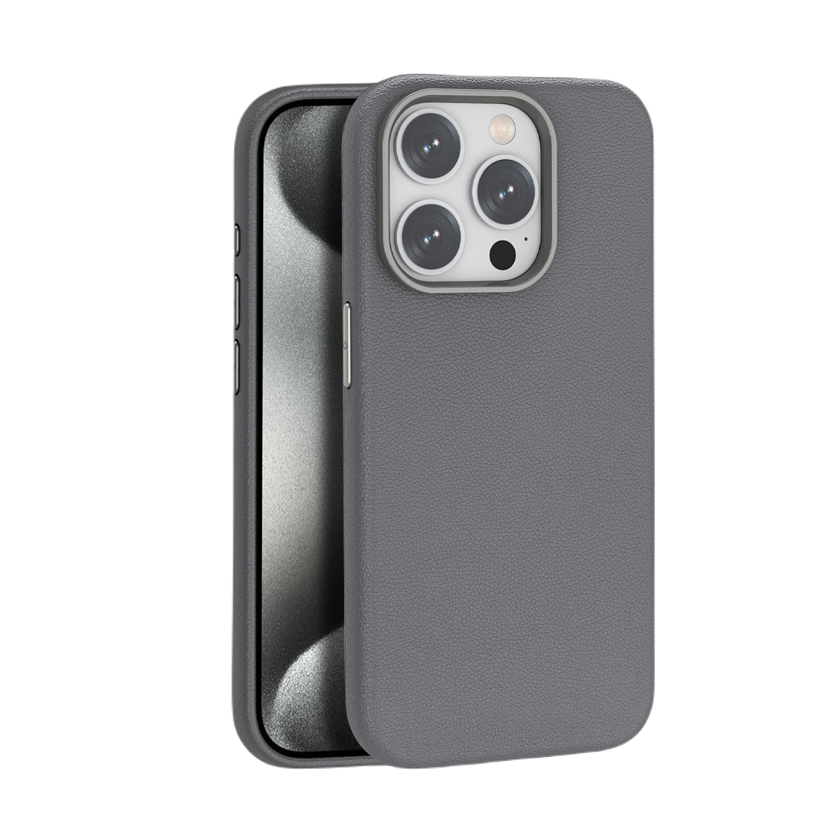 Piili İphone 15 Leather Magsafe Kılıf - Gri