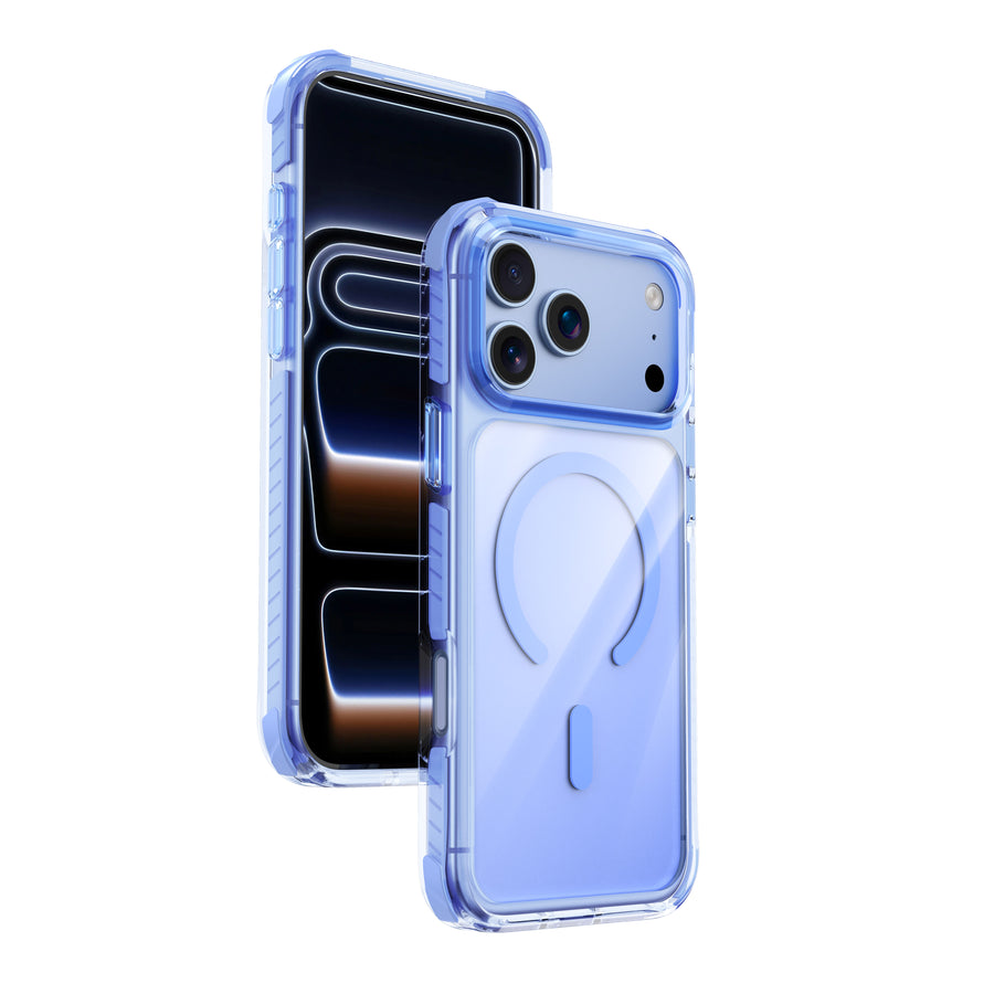 Njoyny Combat Triple-Layered iPhone 18 Pro Max MagSafe Kılıf - Buzul Mavi