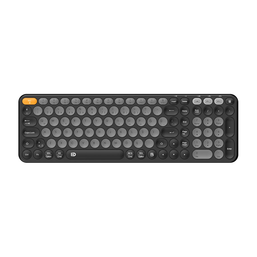 FD K922T Sayısal Tuş Takımlı 2.4 GHz + Bluetooth Çift Bağlantılı Kablosuz Klavye - Siyah