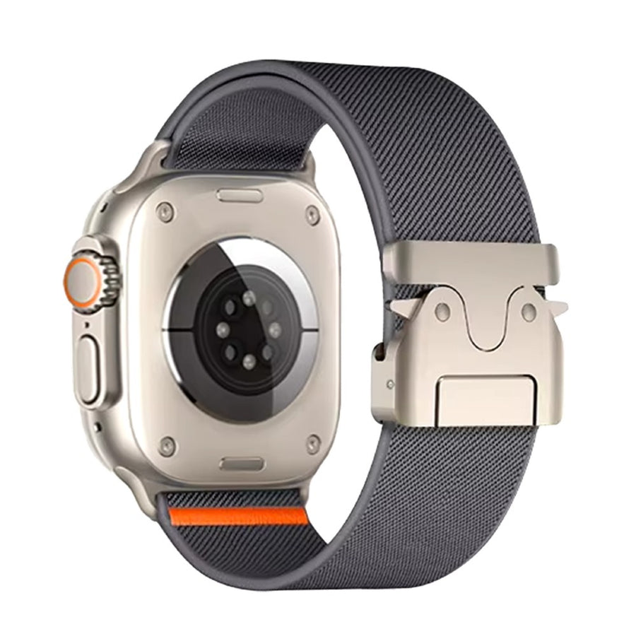 Piili Apple Watch 42-44-45-46-49 mm Steel MeshKayış Gri - Beyaz