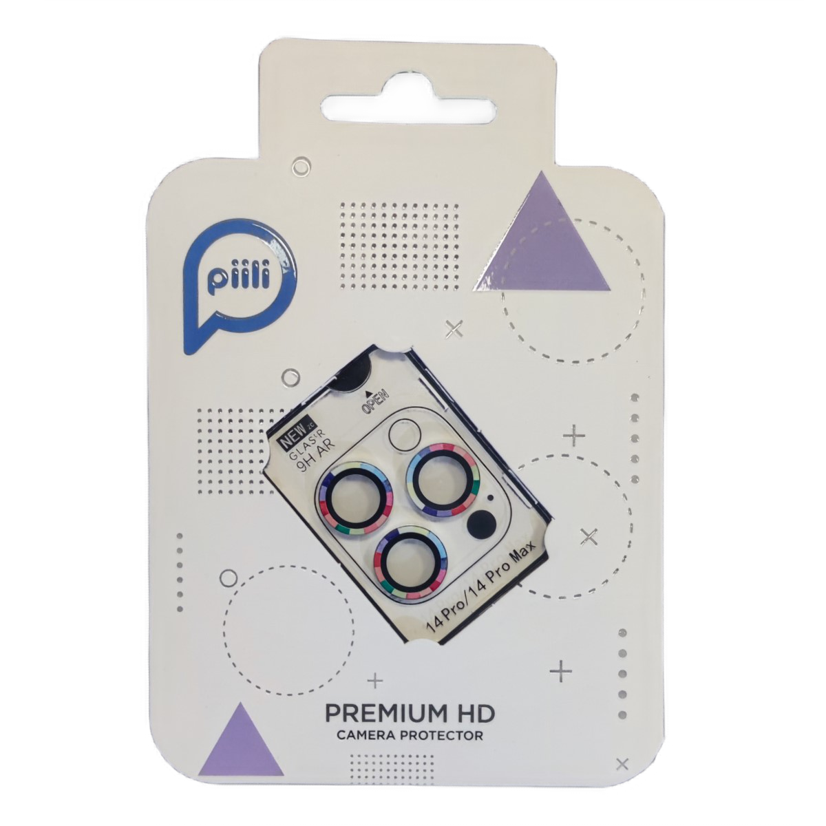 Piili iPhone 14 Pro / 14 Pro Max HD Kamera Lens Koruyucu -Renkli Çerçeveli