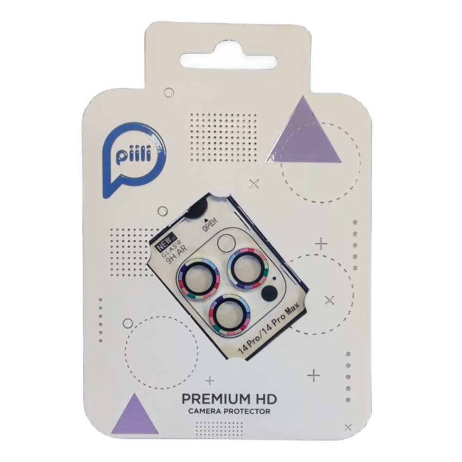 Piili iPhone 14 Pro / 14 Pro Max HD Kamera Lens Koruyucu -Renkli Çerçeveli