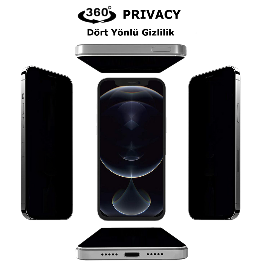 Piili iPhone 13 Pro Max 360 Privacy (Hayalet) Ekran Koruyucu