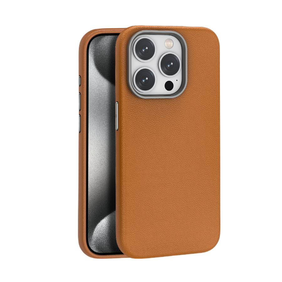 Piili iPhone 15 Leather MagSafe Kılıf – Kahverengi