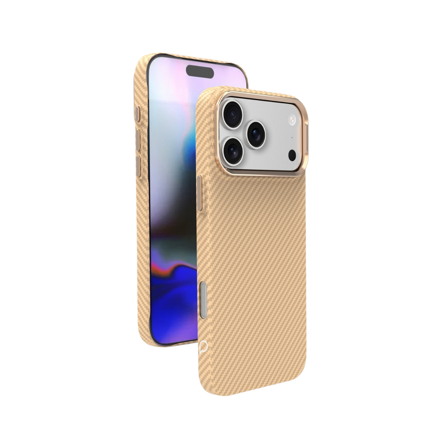 Piili iPhone 17 Kevlar Serisi MagSafe Kılıf Karbon - Altın