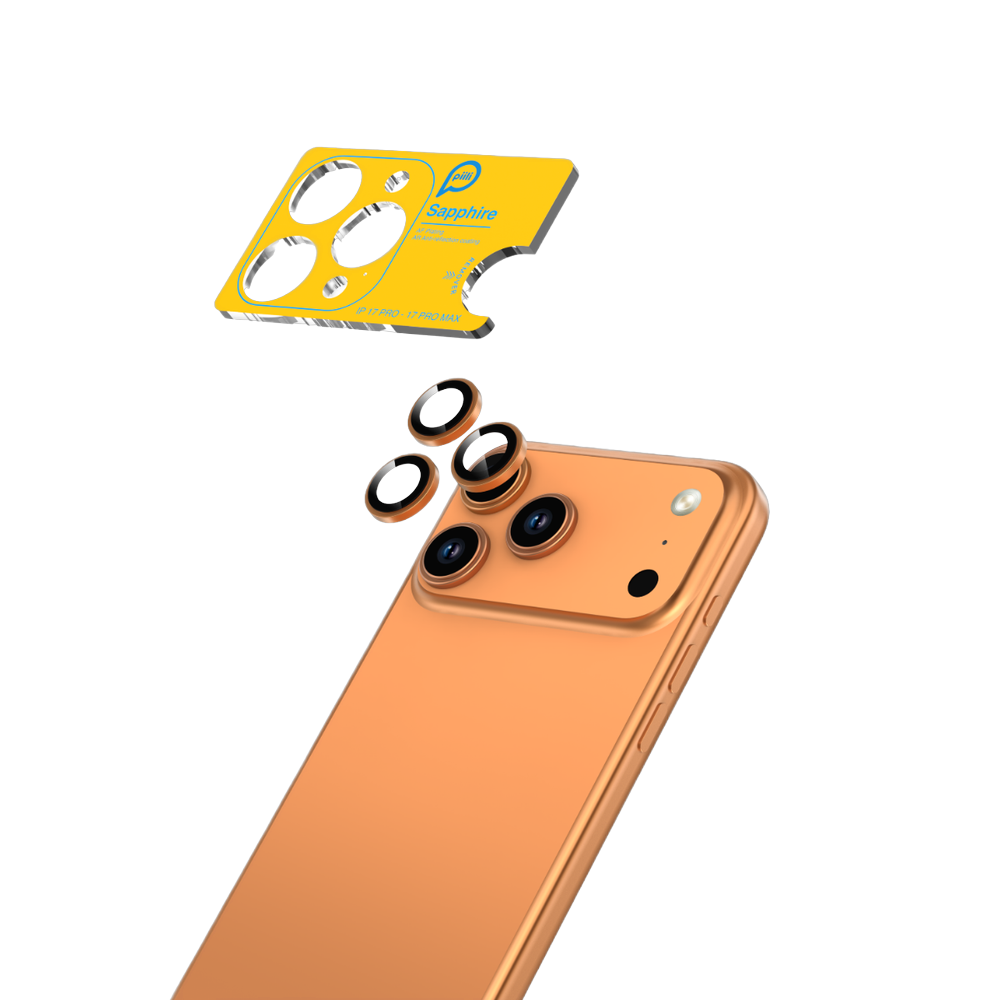 Piili iPhone 17 Pro/17 Pro Max Safir Lens Koruyucu - Turuncu