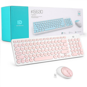 FD iK6631 2.4 GHz Kablosuz Klavye & Mouse Seti – Beyaz - Pembe