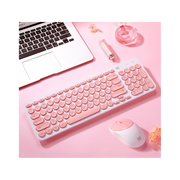 FD iK6631 2.4 GHz Kablosuz Klavye & Mouse Seti – Beyaz - Pembe
