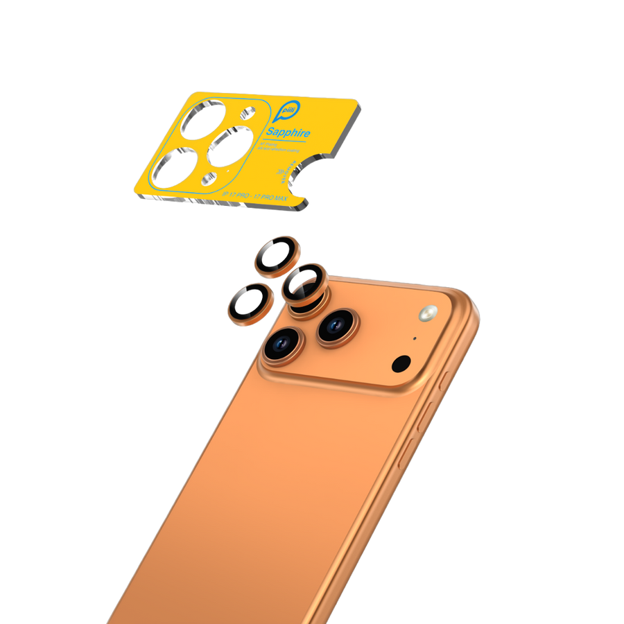 Piili iPhone 17 Pro / 17 Pro Max Turuncu Safir Lens Koruyucu