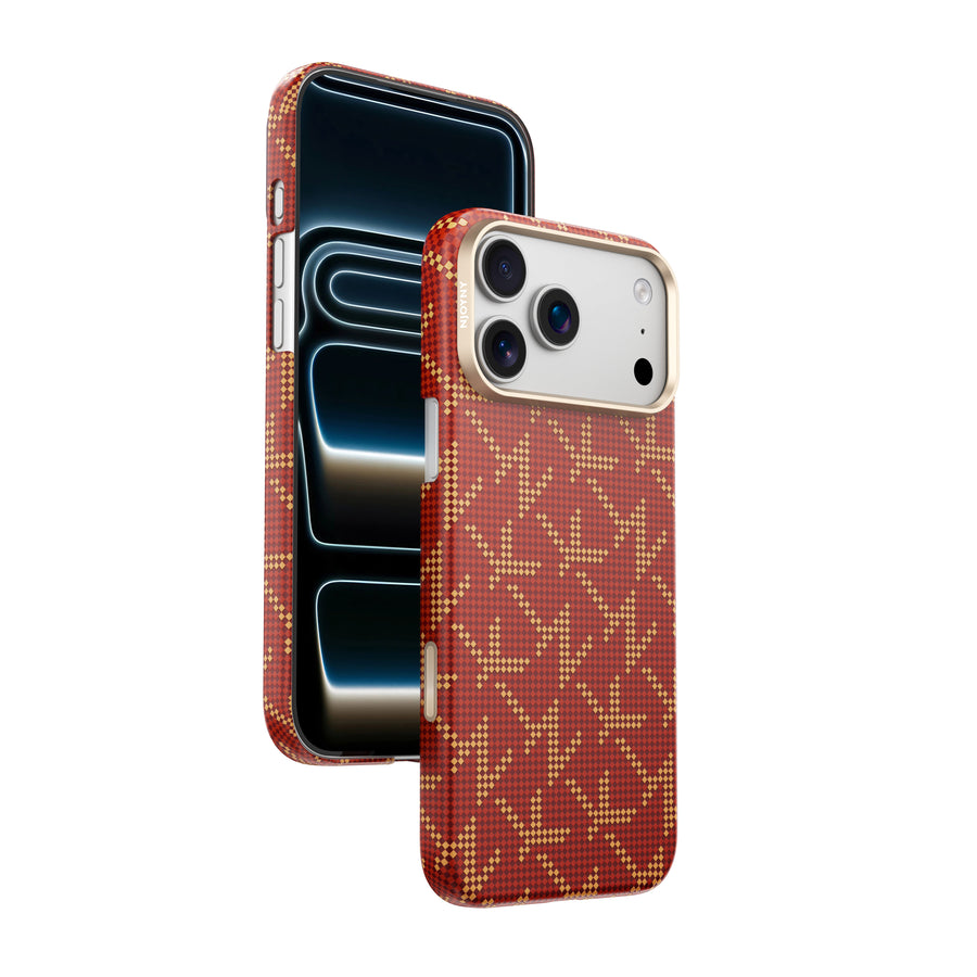 Njoyny AI Kevlar Alpine iPhone 18 Pro MagSafe Kılıf - Turuncu