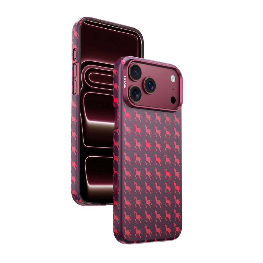 Njoyny AI Kevlar Alpine iPhone 18 Pro MagSafe Kılıf - Bordo