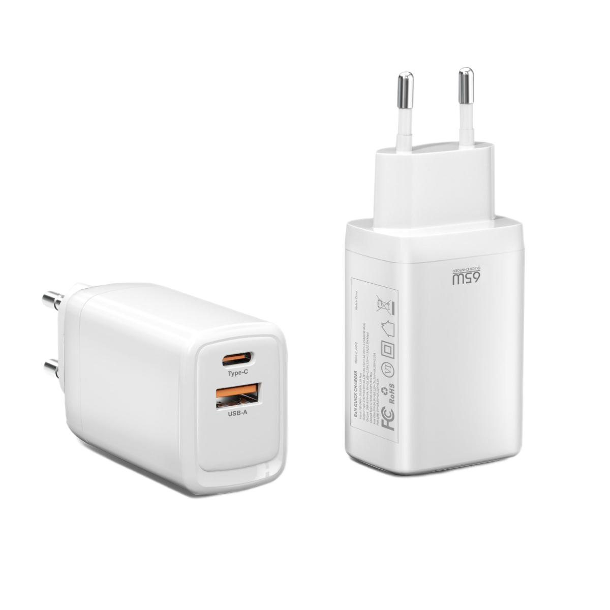 Piili 65W USB-A + Type-C Hızlı Şarj Adaptörü (Laptop, Tablet ve Telefonlarla Uyumlu)