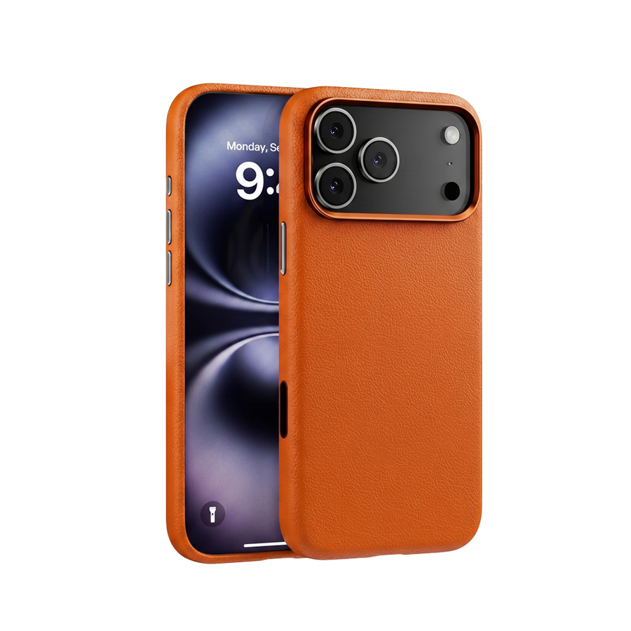 Piili iPhone 17 Pro Max Leather MagSafe Kılıf - Turuncu