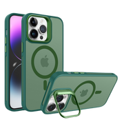 Piili iPhone 15 Metal Bracket MagSafe Mat Kılıf - Yeşil