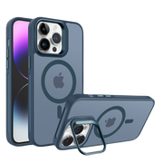 Piili iPhone 15 Metal Bracket MagSafe Mat Kılıf - Lacivert