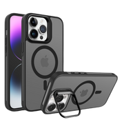 Piili İphone 15 Metal Bracket Magsafe Mat Kılıf - Siyah