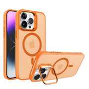 Piili iPhone 15 Metal Bracket MagSafe Mat Kılıf - Turuncu