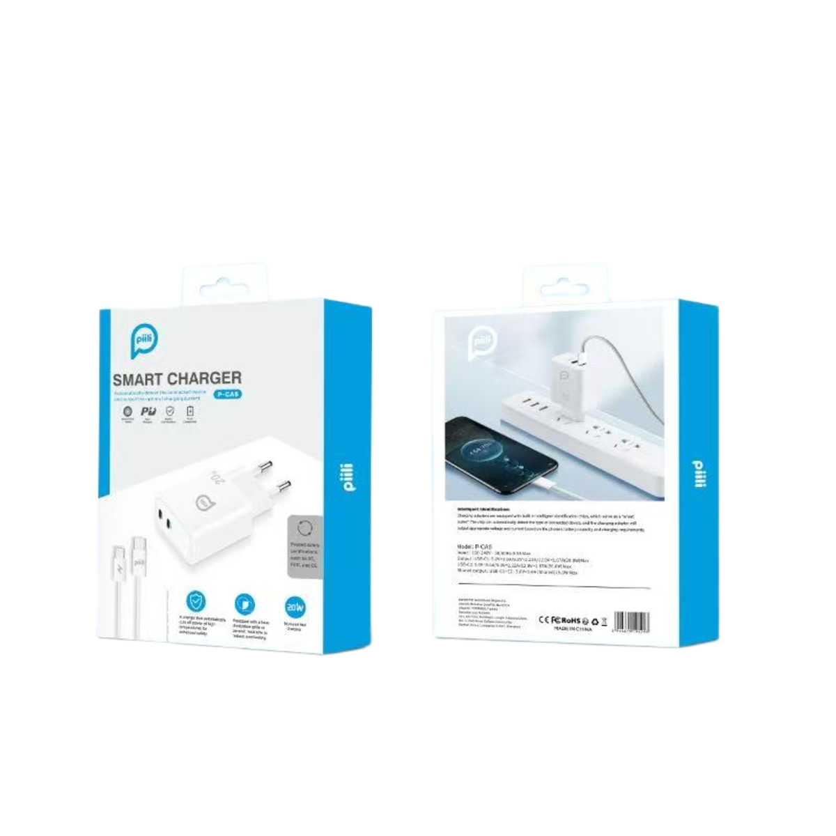Piili 20W USB-A + Type-C Hızlı Şarj Adaptörü (Telefonlar İçin Günlük Hızlı Şarj)