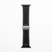 Piili Apple Watch 42 - 44 - 45 - 46 - 49 mm Kanvas Kayış Siyah Apple Watch Kayışı - Beyaz