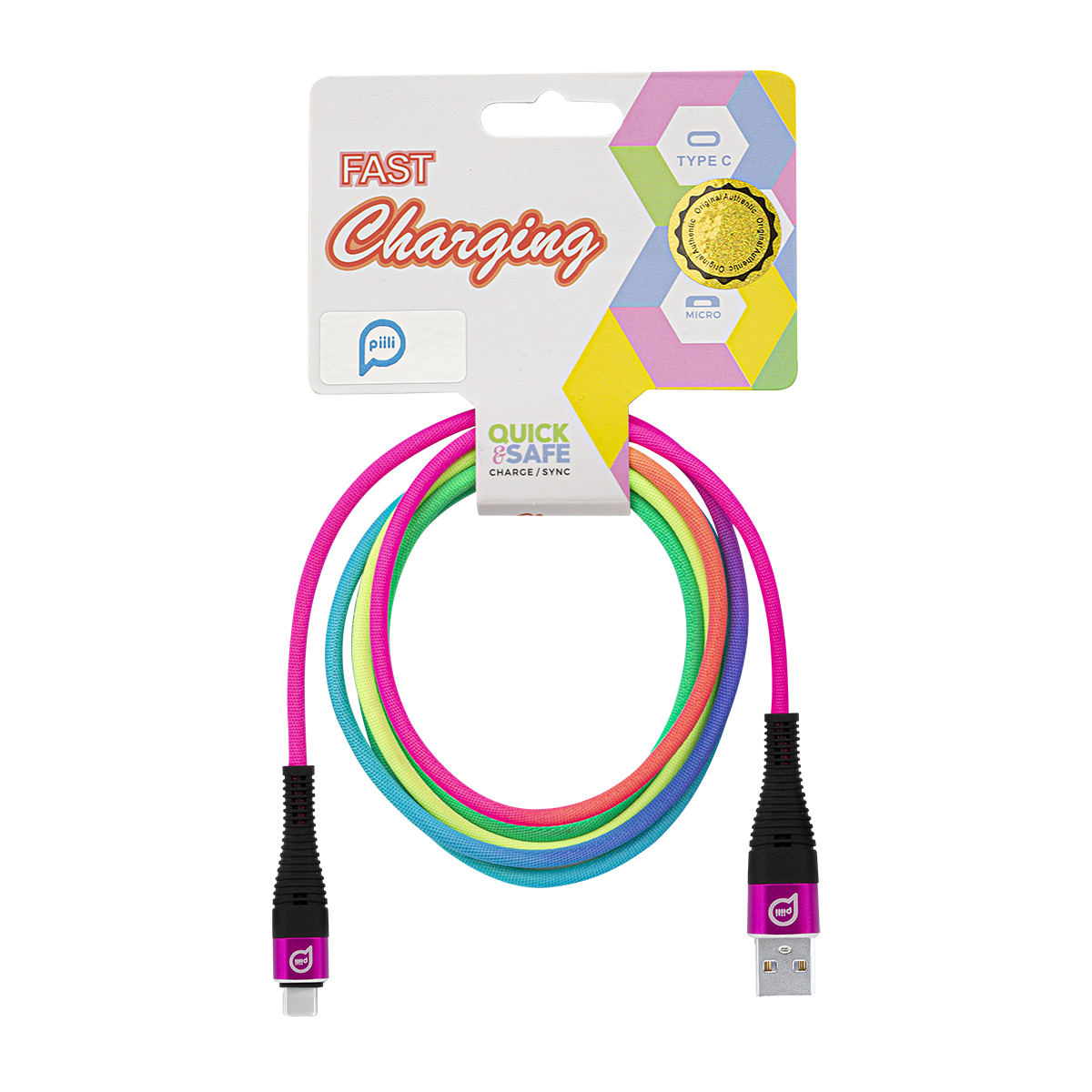 Piili Rainbow Type-C Kablo – Çok Renkli