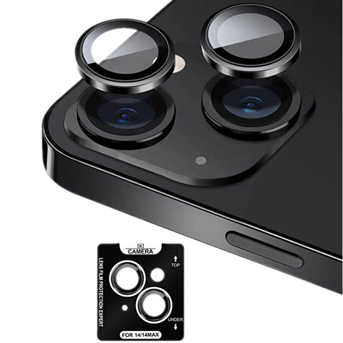 Piili iPhone 15/15 Plus Hd Lens Koruyucu Çerçeveli - Siyah