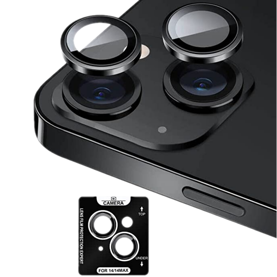 Piili iPhone 15 / 15 Plus HD Kamera Lens Koruyucu - Çerçeveli - Siyah