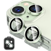 Piili iPhone 15 / 15 Plus HD Kamera Lens Koruyucu - Çerçeveli - Yeşil