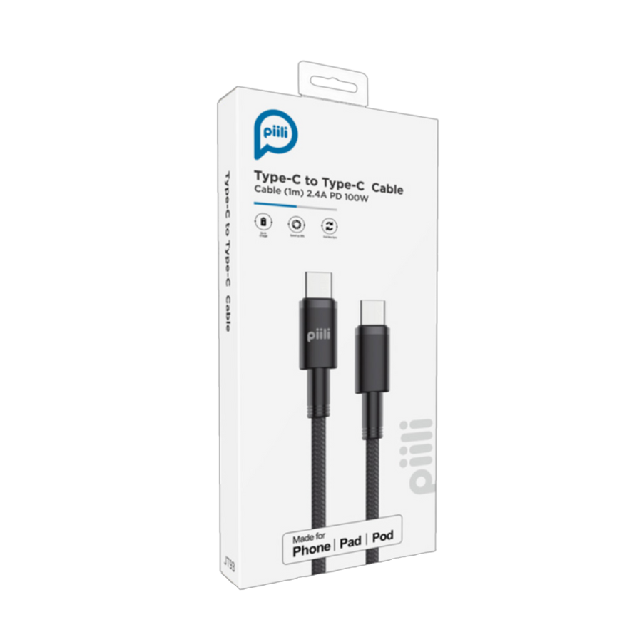 Piili JT93 Type-C - Type-C Kablo 1m. – Siyah