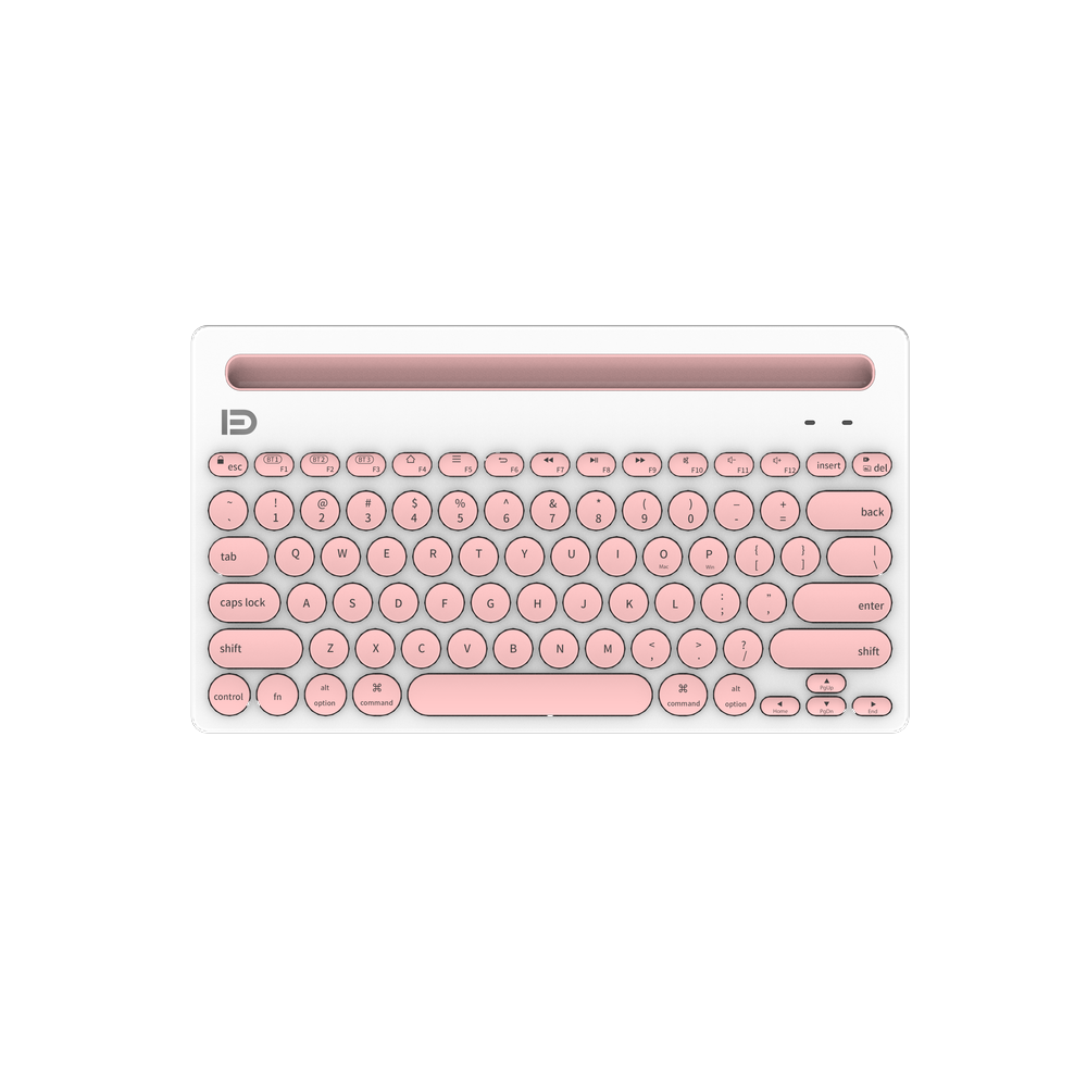 FD iK3381 3 Cihaz Bağlantılı Bluetooth Kablosuz Klavye – Beyaz/Pembe