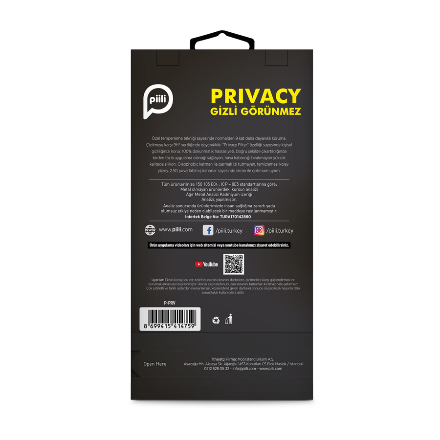 Piili iPhone 15 Pro Max Hayalet (Privacy) Ekran Koruyucu