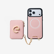Custype iPhone 17 Pro Max 4 Parça MagSafe Askılı Telefon Kılıfı Seti – Çıkarılabilir Manyetik Cüzdan ve Mini Çanta - Pembe