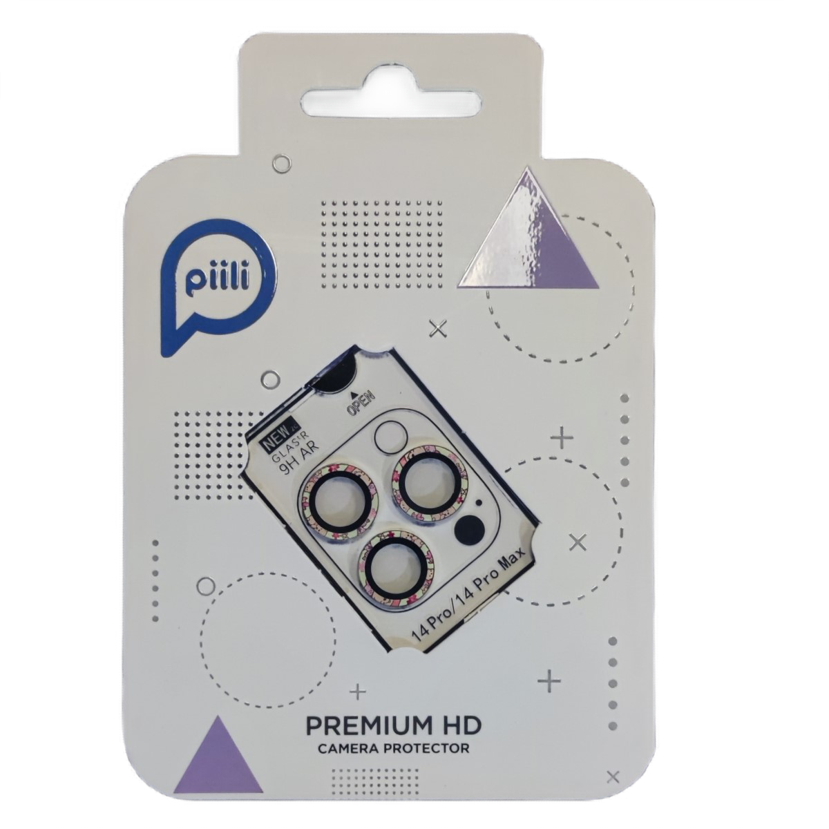 Piili iPhone 14 Pro / 14 Pro Max HD Kamera Lens Koruyucu - Sarı Çerçeveli