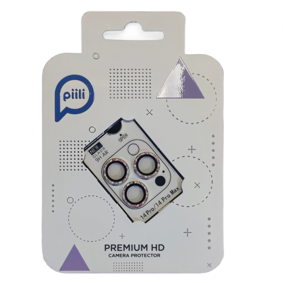 Piili iPhone 14 Pro / 14 Pro Max HD Kamera Lens Koruyucu - Sarı Çerçeveli