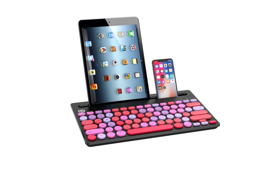 FD iK3381D Çoklu Cihaz Geçişli 2.4 GHz + Bluetooth Çift Bağlantılı Kablosuz Klavye - Siyah