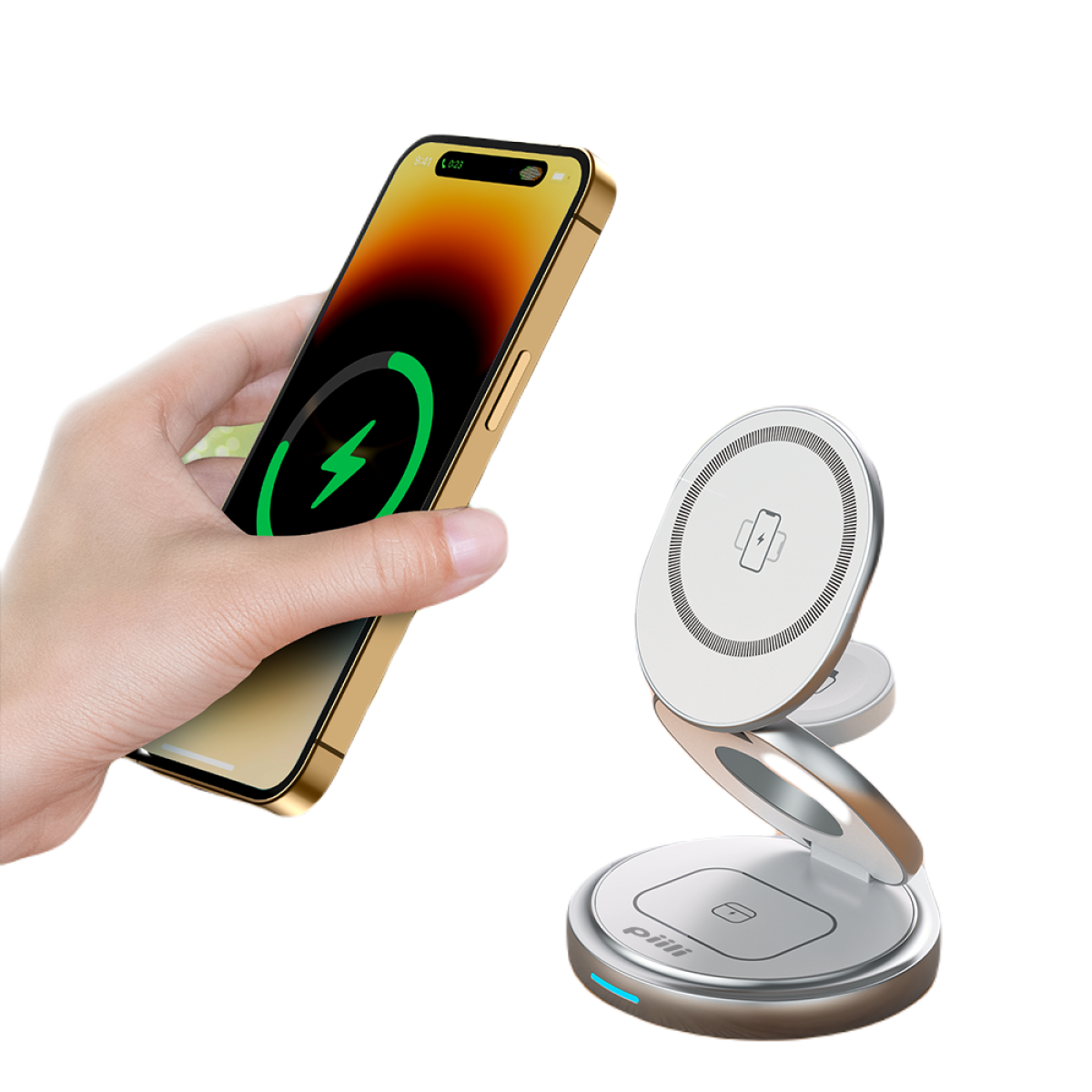 Piili 3 in 1 Wireless Charging Station P-CBT-10 - Gri